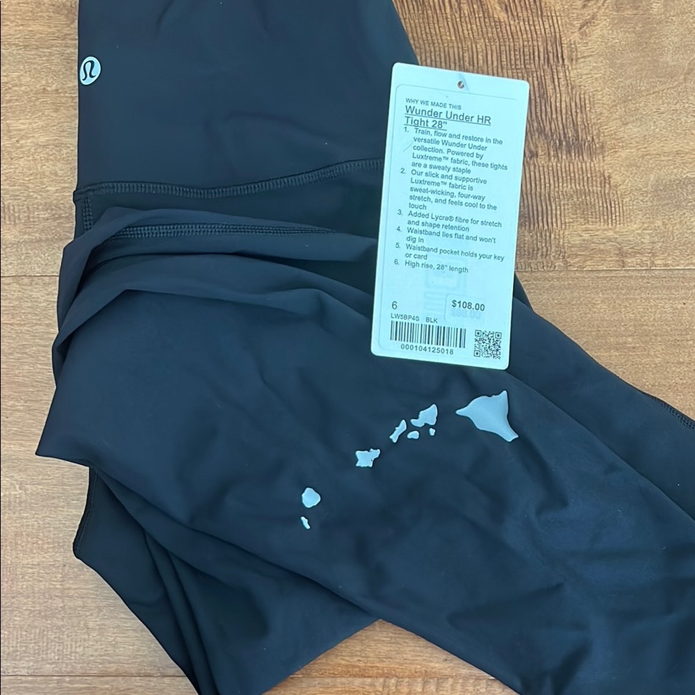 Rare Lululemon Black Wunder Under Leggings Hawaii edition
